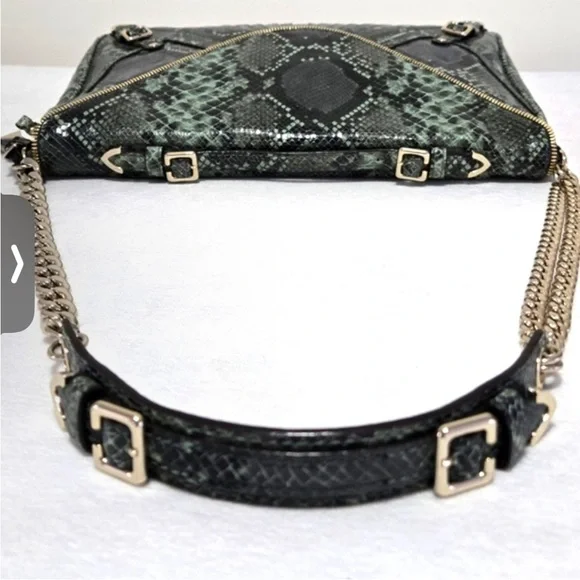 Rebecca Minkoff Collection Green Python Embossed Leather Cali Shoulder Bag - Picture 6 of 16